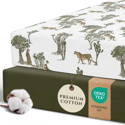 Vista 13 de Pobibaby Paquete de 2 sábanas bajeras para cuna para niñas, juego de sábanas de mezcla de algodón de primera calidad, suaves y transpirables