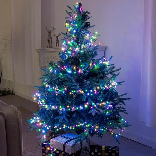 Vista 7 de Guirnalda de luces de petardo, 10 pies, 100 luces LED impermeables con enchufe, 8 modos de luz remota para interiores y exteriores, Navidad, boda