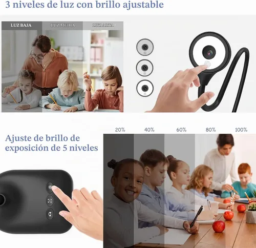 Vista 4 de Cámara de documentos USB para profesores, cámara web/doc para aula con formato A3, luces LED de 3 niveles, inversor de imagen, plegable, micrófono