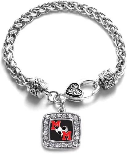 Vista 108 de Pulsera de dijes cuadrados de plata con joyería de circonita cúbica