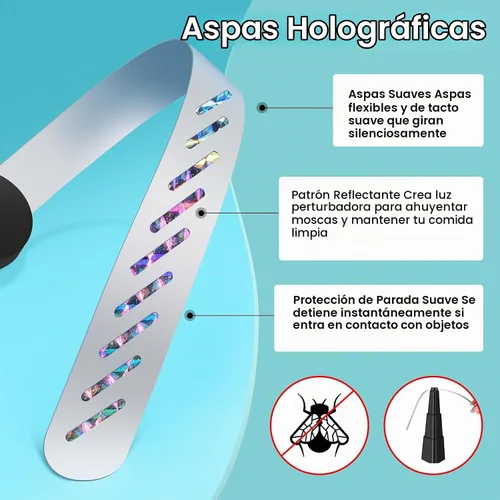 Vista 3 de Ventiladores de mosca para mesas, ventilador de mosca para exteriores e interiores que mantienen alejadas las moscas, giratorio de mesa