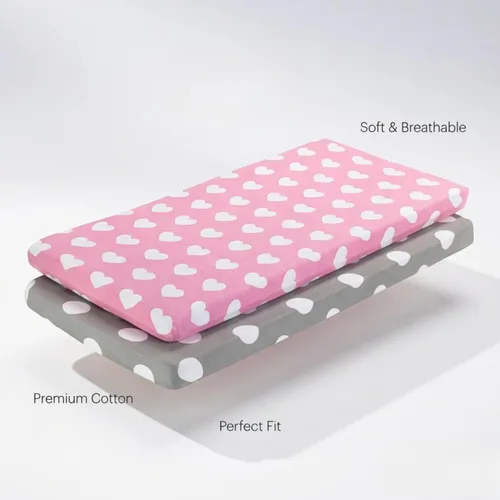 Vista 3 de EVERYDAY KIDS Paquete de 2 sábanas para cuna de bebé, juego ajustado para bebé; 100% algodón de punto de jersey, funda de colchón transpirable