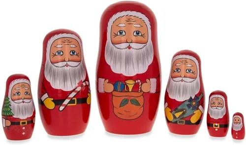 Vista 7 de BestPysanky Juego de 6 muñecas anidables de madera de Papá Noel de 5.5 pulgadas