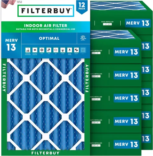 Vista 15 de Filterbuy Filtro de aire de 8 x 14 x 1 pulgadas MERV 13 de defensa óptima (paquete de 12), filtros de aire de repuesto plisados HVAC para calderas