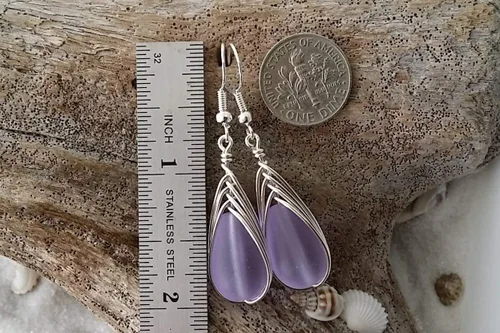 Vista 69 de Yinahawaii Handmade Sea Glass Earrings, Hawaiian Jewelry, Wire Braided Earrings Teardrop Earrings, Beach Jewelry Sea Glass Jewelry For Women Cobalt