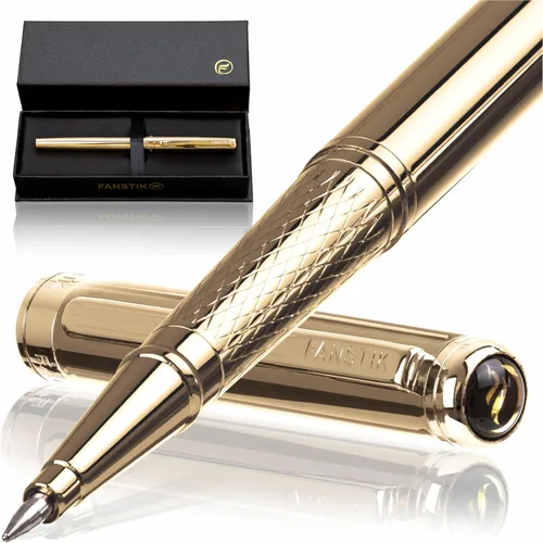 Vista 31 de FANSTIK Bolígrafo de lujo negro y dorado, juego de regalo elegante para mujeres, chapado en oro real de 24 quilates, juego de regalo profesional