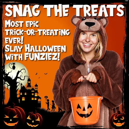 Vista 3 de Funziez! Disfraz de oso sherpa para adultos, disfraz de Halloween de animales, traje de cosplay de una pieza para adultos, mujeres y hombres