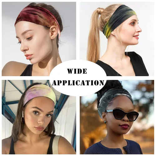 Vista 7 de FULZTEY Diademas para mujer, lindas diademas de teñido anudado a la moda, bohemias, elásticas, para yoga, entrenamiento, banda para el sudor