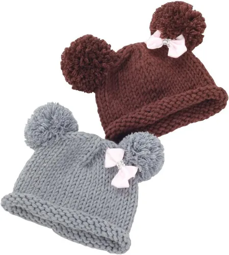 Vista 3 de zefen Bestknit - Gorro de punto con pompón, diseño de ganchillo