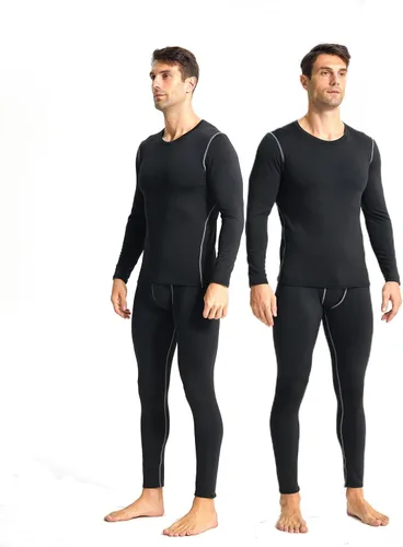 Vista 2 de YUSHOW Ropa interior térmica para hombre con forro polar largo conjunto de capa base de hockey clima frío invierno