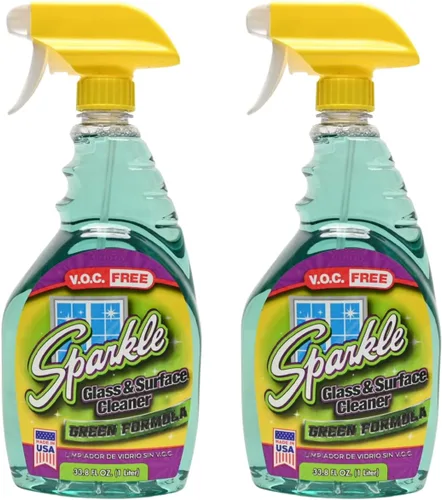 Vista 10 de Sparkle Spray limpiador de vidrio, nueva fórmula verde, libre de V.O.C, no deja rayas, botella de spray de 33.8 onzas líquidas (paquete de 1)
