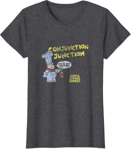 Vista 4 de Schoolhouse Rock Conjunction Junction Conductor Retro TV Camiseta Asfalto