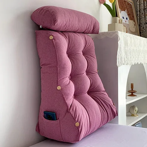 Vista 8 de Almohada de lectura con cuello, respaldo de cabecera triangular, cojín de soporte lumbar, almohada de apoyo de espalda para soporte de espalda