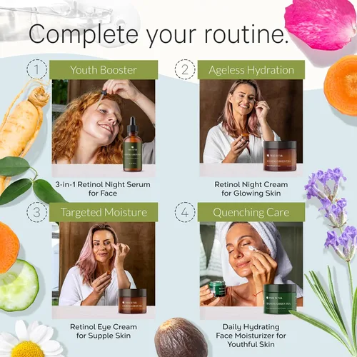 Vista 4 de Tree To Tub Retinol antienvejecimiento, vitamina C, suero de ácido hialurónico para cara y arrugas, suero facial hidratante para piel seca