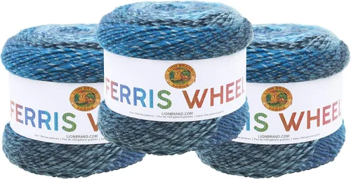 Vista 30 de Lion Brand Yarn, Hilo multicolor en forma de rueda Ferris para tejer, hacer ganchillo y manualidades, Buttercup, paquete de 1
