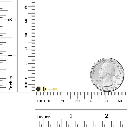 Vista 4 de Aretes de tuerca de oro macizo de 14 quilates, hipoalergénicos, de 0.157 in, con bisel de piedra natal auténtica, con cierre de tornillo