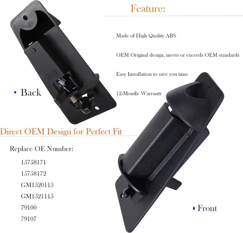 Vista 4 de Manija de puerta de cabina extendida para Chevy Silverado GMC Sierra 1500 2500 3500 1999 2000 2001 2002 2003 2004 2005 2006 2007 Exterior trasero