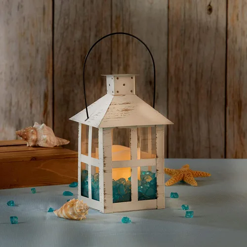 Vista 9 de Kate Aspen Decoración Rústica de Granja Blanca Portavelas Farol (12.7 cm), Decoración de Boda, Centro de Mesa, Decoración del Hogar, Decoración