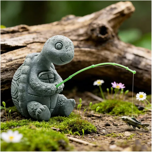 Vista 7 de Mini estatua de pescador para acuario, pequeñas figuras de pesca japonesas para jardín de hadas, acuario, estanque, bonsái, pecera, accesorios