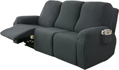 Vista 17 de Funda elástica para silla reclinable, 8 piezas de 1, 2, 3 plazas, funda para sillón reclinable con bolsillo y protector de muebles