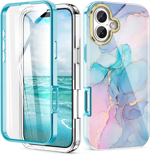 Vista 11 de Bonita funda de mármol para iPhone 11 Pro Max de 6.5 pulgadas, fabricada con protector de pantalla, ligera y elegante, cuerpo completo, a prueba