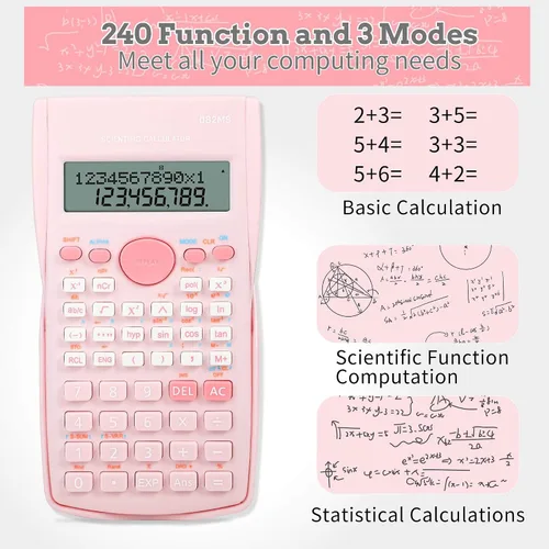 Vista 2 de Calculadora científica, Calculadora de dos líneas linda, Calculadora de matemáticas con función para estudiantes de álgebra y geometría, Calculadora