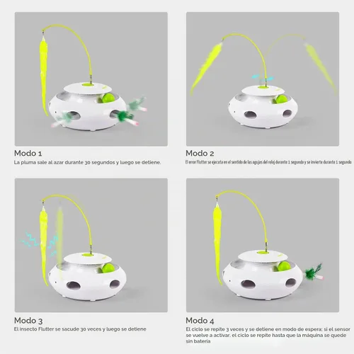 Vista 6 de ALL FOR PAWS Juguete interactivo 3 en 1 para gatos con bolas rodantes, juguete de plumas Whack-a-Mole, juguetes giratorios automáticos para gatitos
