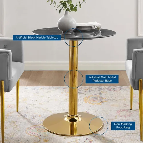 Vista 5 de Modway EEI-4746-GLD-BLK Verne - Mesa de comedor de mármol artificial de 28 pulgadas, color negro dorado