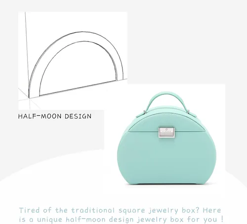 Vista 9 de Caja de joyería Vlando para niñas, estilo princesa, diseño de media luna (color verde)