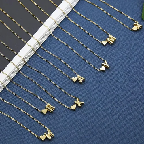 Vista 3 de Initial Necklaces for Women Teen Girl Gifts Trendy Stuff 14K Gold Plated Heart Initial Necklace Dainty Letter Heart Pendant Necklace Christmas Gift