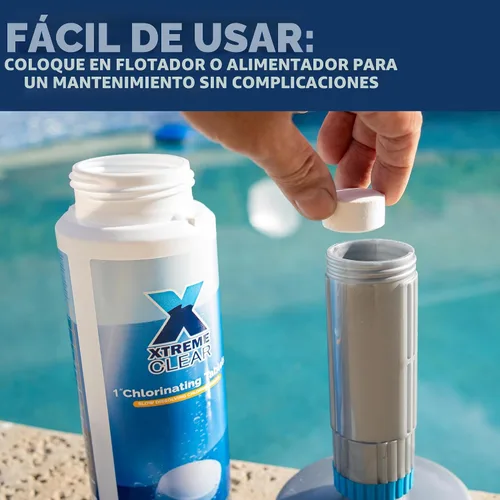 Vista 3 de XtremeClear Tabletas de Cloro de 1" para Piscina, Jacuzzi y Spa Elimina Bacterias y Algas Desinfectante Hace el Agua Limpia y Cristalina