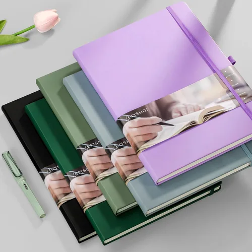 Vista 7 de EMSHOI Diario punteado, 8.5 x 11 pulgadas, tapa dura de cuero para mujeres y hombres, 192 páginas, cuaderno de cuadrícula de puntos de 100 GSM