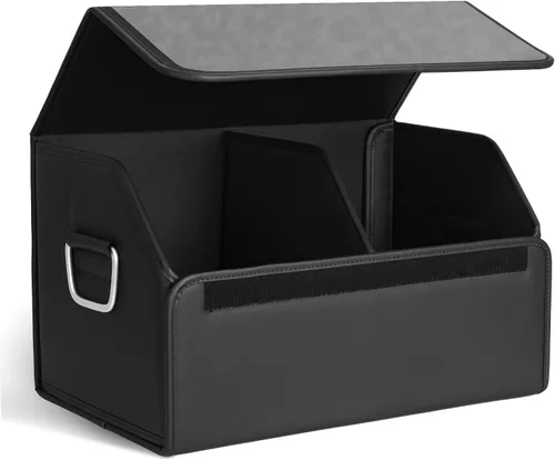 Vista 10 de JEYODA Organizador de maletero de cuero de gamuza, organizadores y almacenamiento suaves de gran capacidad para coche, plegable, con borde