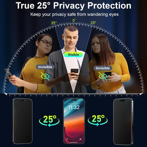 Vista 2 de Esanik 2-Pack para iPhone 17 Pro Max Protector de Pantalla de Vidrio Mate de Privacidad, Antirreflejos y Antiespía, Antirreflejante, Suave como