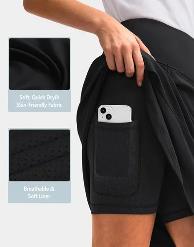 Vista 4 de G Gradual Faldas pantalón para mujer con 5 bolsillos de 20 pulgadas de longitud a la rodilla, falda de golf modesta larga, faldas atléticas de tenis