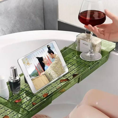 Vista 9 de Bandeja para bañera, bandeja de baño ajustable para bañera, accesorios de baño, organizador de bañera para baño, spa de lujo, organizador de bañera