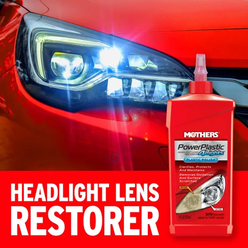 Vista 2 de Mothers cera líquida 8 Ultra-Fine Polish Cleans, Clarifies & Removes Oxidation from Plastics & Headlights, UV Shield Prevents Oxidation & Yellowing