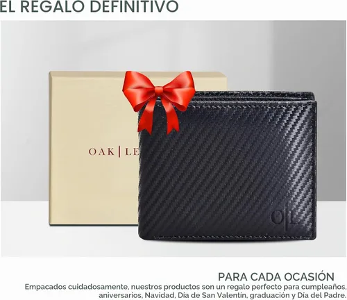 Vista 7 de Carteras RFID delgadas para hombres - Cartera de bolsillo frontal de piel genuina Negro