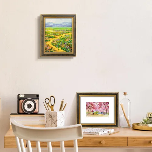 Vista 4 de Golden State Art, Marco de fotos adornado de 8 x 10 pulgadas para fotos de 5 x 7 pulgadas con paspartú o impresiones de 8 x 10 sin paspartú, cristal