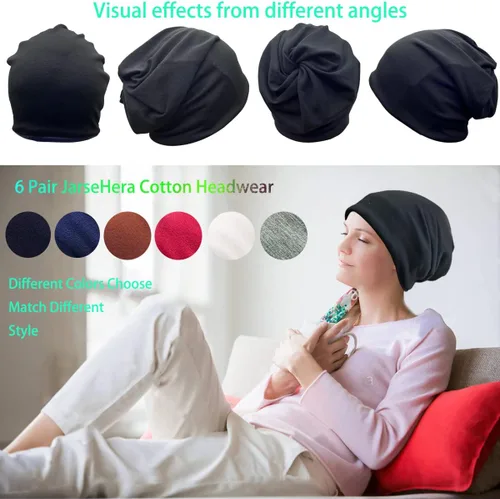 Vista 2 de JarseHera Gorro holgado para mujer, 6 piezas, para dormir, para quimioterapia, cáncer, turbante