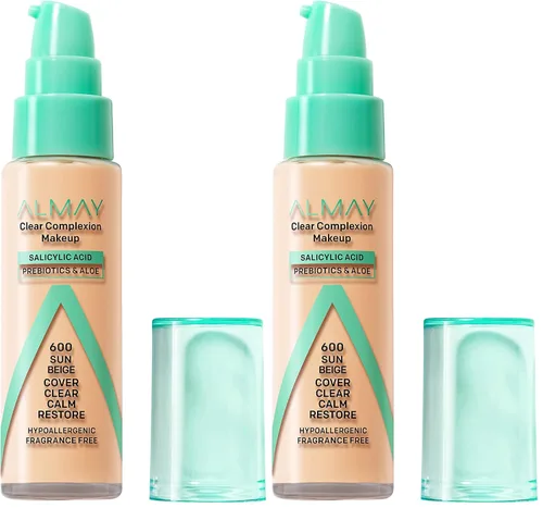 Vista 7 de Almay Clear Complexion - Base de maquillaje para acné con ácido salicílico, cobertura media, acabado mate suave, hipoalergénico, libre de crueldad