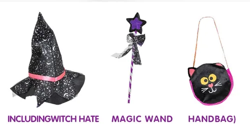 Vista 5 de #NA Disfraz de bruja iluminada para niñas, disfraz de Halloween