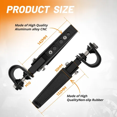 Vista 3 de Oumurs Estriberas abrazadera U compatible con 1 pulgada - 1.25 pulgadas 1 1/4 pulgadas protector de motor U-Clamp Estriberas compatibles con Harley