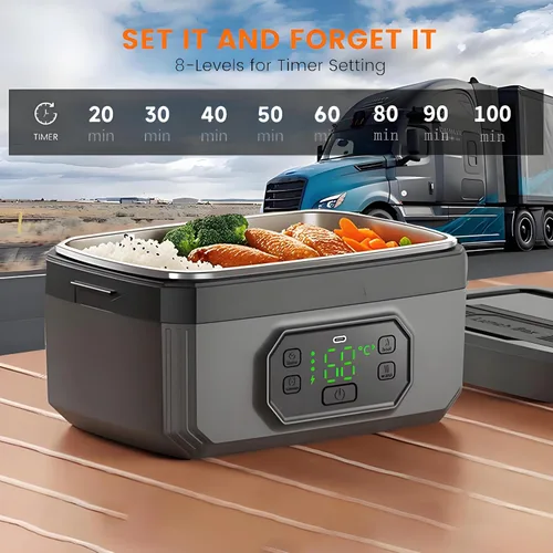 Vista 4 de Fiambrera eléctrica para adultos – Fiambrera eléctrica inalámbrica de 1.6 L, 24000 mAh con batería calentada, calefacción de 5 lados y reserva