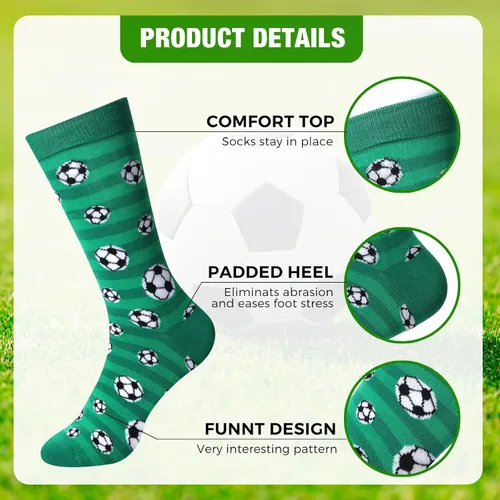 Vista 3 de 6 pares de calcetines divertidos de béisbol, fútbol, golf, voleibol, música, para mujeres y hombres, novedosos calcetines deportivos para regalar