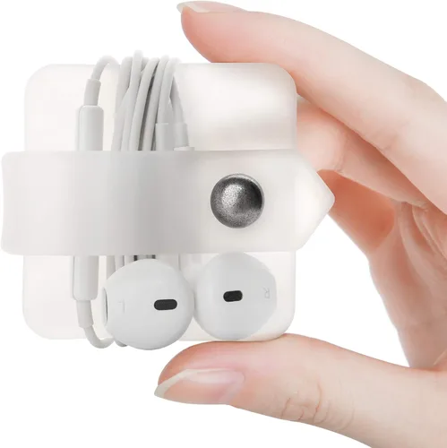 Vista 8 de Organizador de auriculares de silicona para auriculares, enrollador de cables para auriculares, organizador de cable de envoltura, enrollador