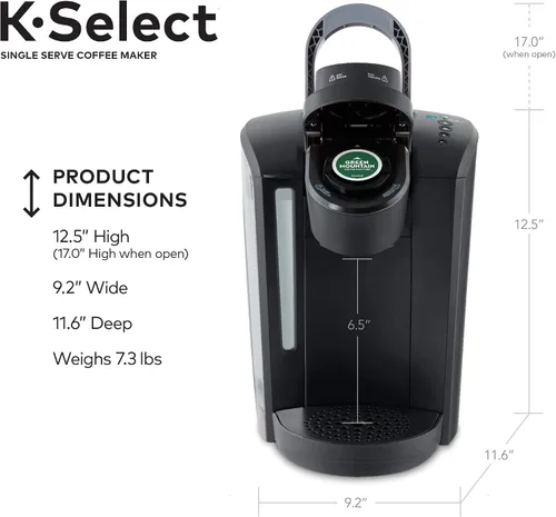 Vista 3 de Cafetera para una taza Keurig K-Select con cápsulas K-Cup, color negro mate, talla única , Negro mate