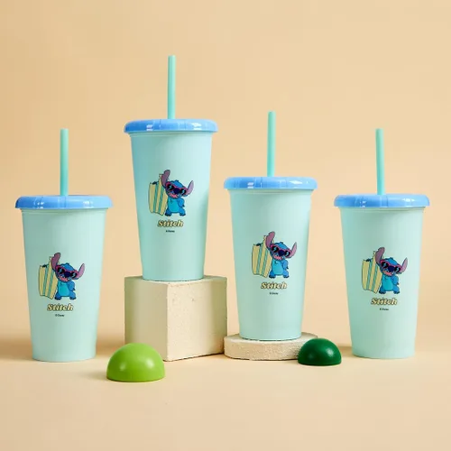 Vista 4 de MINISO Disney Lilo & Stitch - Tazas de café helado de 16 onzas con tapas