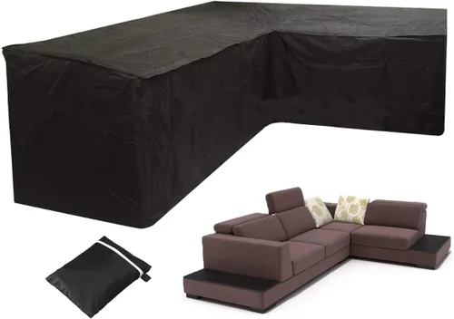 Vista 9 de Fundas para muebles de patio al aire libre, resistentes, impermeables, en forma de L, para sofá esquinero, a prueba de polvo, resistente al viento