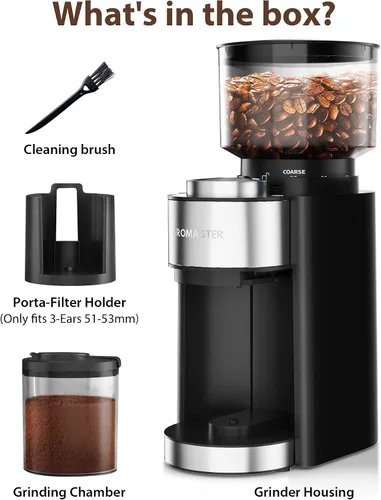 Vista 7 de Aromaster Molinillo de café de rebabas, temporizador ajustable de 2 a 12 tazas, color negro